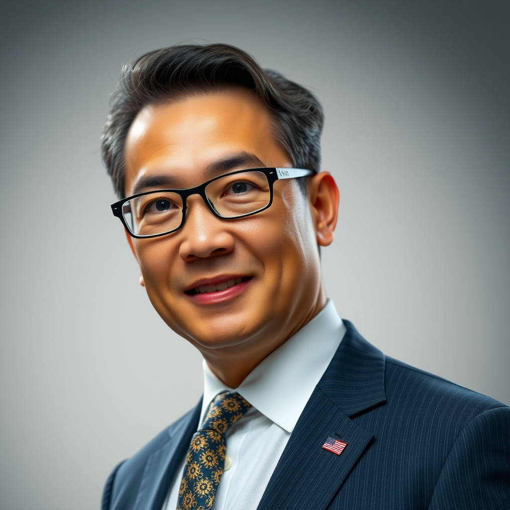 Retrato profesional del Dr. Robert Yamamoto, Director de Investigación Económica, con traje formal y expresión confiada, fondo corporativo neutral, iluminación profesional de estudio